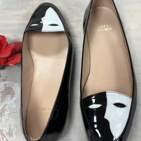 Stuart Weitzman-Women-PW32176-Black/White Patent leather Shoes.Sz-6M.Spain.Used. - Picture 6 of 11